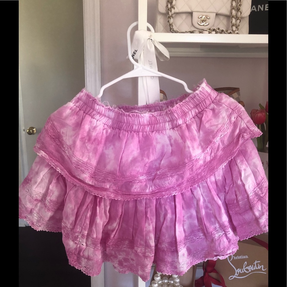 NWT LoveShackFancy Ruffle Mini Skirt in Begonia